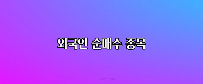 외국인 순매수 종목