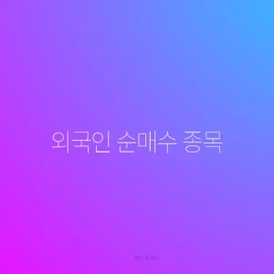 외국인 순매수 종목