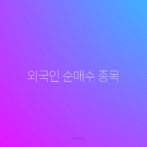 외국인 순매수 종목
