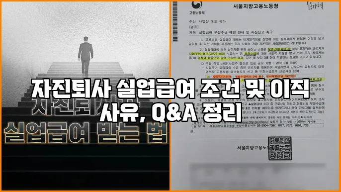 자진퇴사 실업급여 조건 및 이직 사유, Q&A 정리
