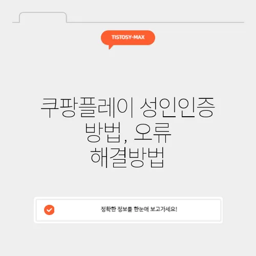 쿠팡플레이 성인인증 방법, 오류 해결방법