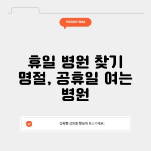 휴일 병원 찾기 명절, 공휴일 여는 병원