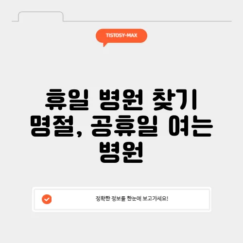 휴일 병원 찾기 명절, 공휴일 여는 병원
