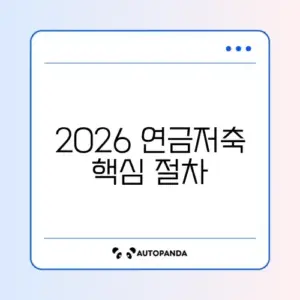 1인 가구 연금저축 2026 절차 완벽 정리 가이드