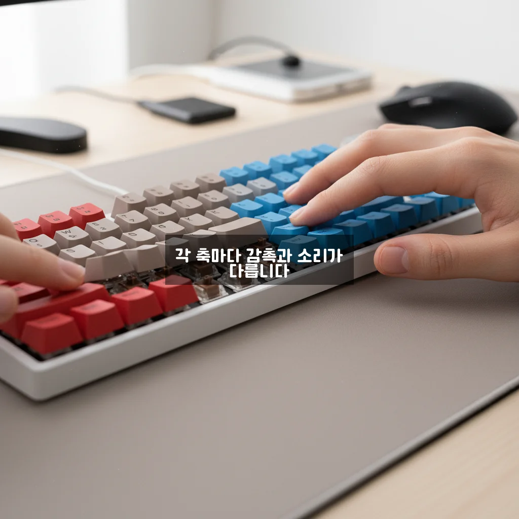 기계식 키보드 갈축 적축 청축 소음 비교 및 타건감 차이 관련 이미지 1